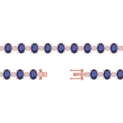 Tanzanite Tennis Bracelet | 140 Diamond pcs | 0.62ctw Natural Diamond | 14k Gold