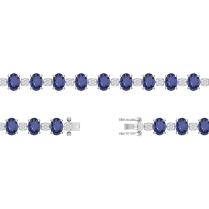 Tanzanite Tennis Bracelet | 140 Diamond pcs | 0.62ctw Natural Diamond | 14k Gold