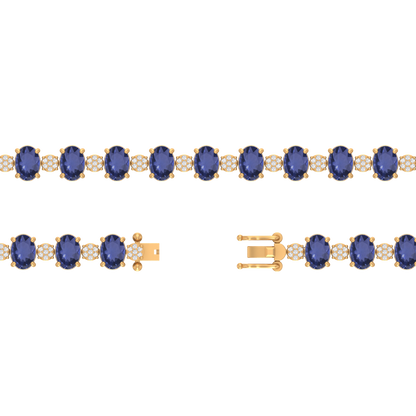 Tanzanite Tennis Bracelet | 140 Diamond pcs | 0.62ctw Natural Diamond | 14k Gold