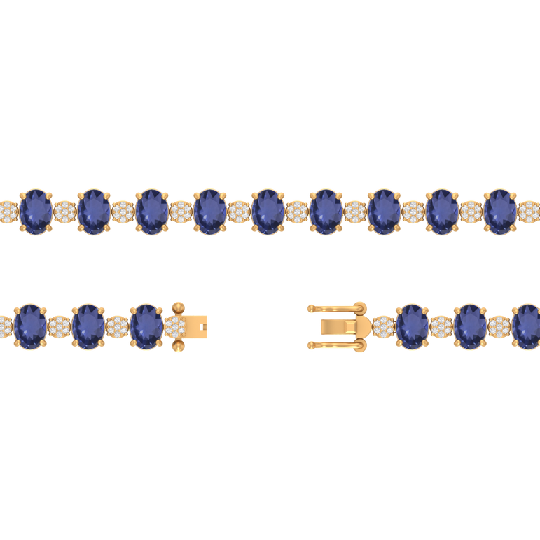 Tanzanite Tennis Bracelet | 140 Diamond pcs | 0.62ctw Natural Diamond | 14k Gold