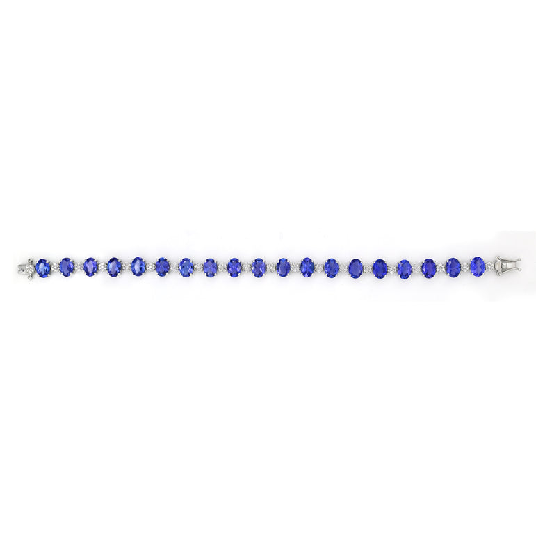 Tanzanite Tennis Bracelet | 140 Diamond pcs | 0.62ctw Natural Diamond | 14k Gold