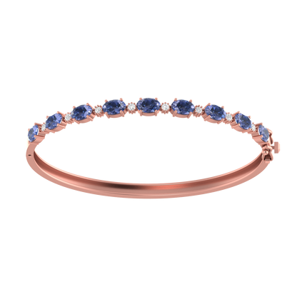 Tanzanite Oval-Round Bracelet | 8 Diamond pcs | 0.28ctw Natural Diamond | 14k Gold