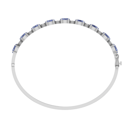Tanzanite Oval-Round Bracelet | 8 Diamond pcs | 0.28ctw Natural Diamond | 14k Gold