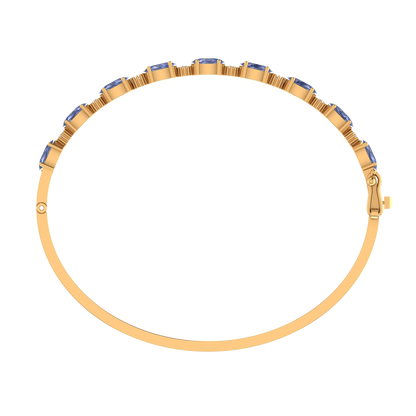 Tanzanite Oval-Round Bracelet | 8 Diamond pcs | 0.28ctw Natural Diamond | 14k Gold