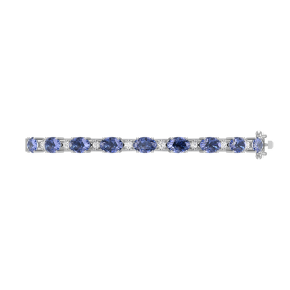 Tanzanite Oval-Round Bracelet | 8 Diamond pcs | 0.28ctw Natural Diamond | 14k Gold