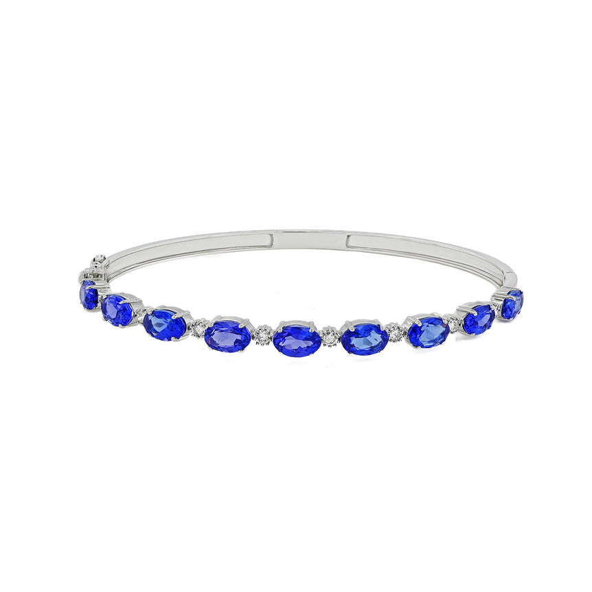 Tanzanite Oval-Round Bracelet | 8 Diamond pcs | 0.28ctw Natural Diamond | 14k Gold