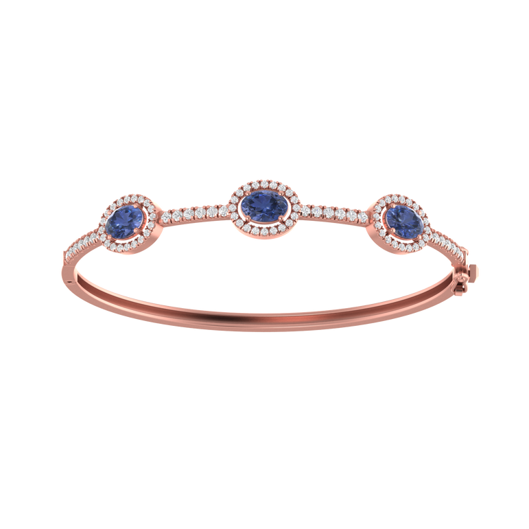 Tanzanite Bangal Bracelet | 86 Diamond pcs | 0.97ctw Natural Diamond | 14k Gold