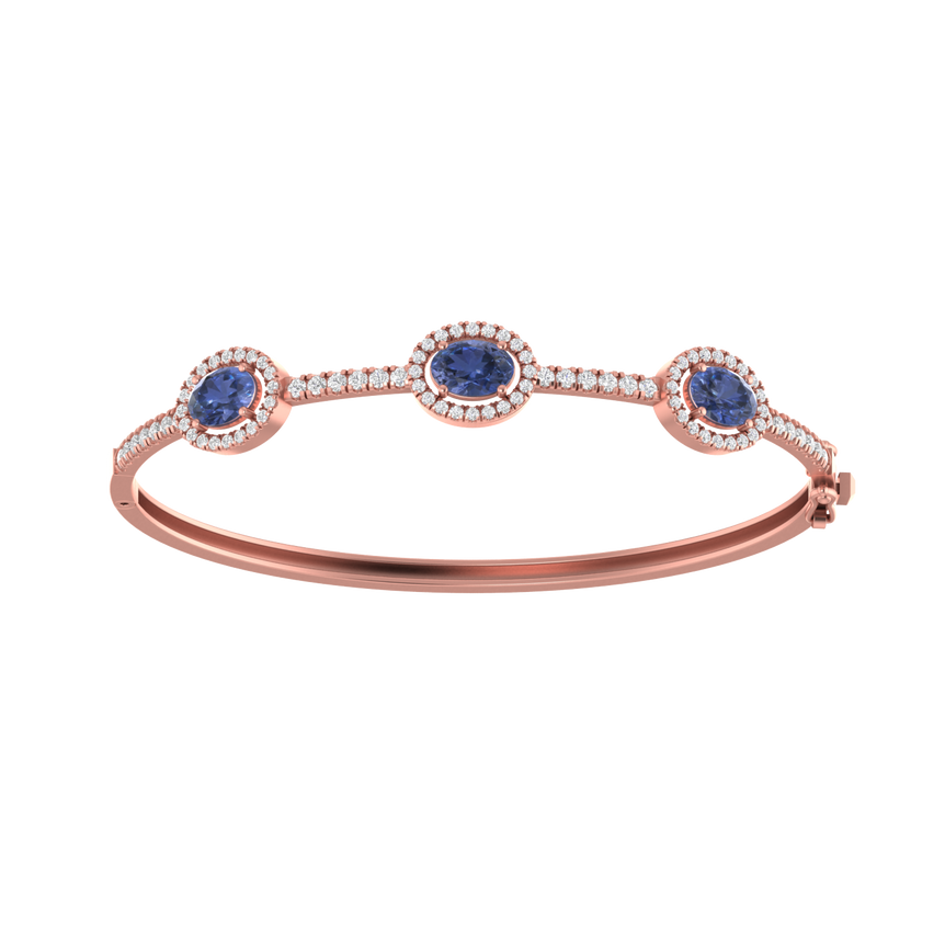 Tanzanite Bangal Bracelet | 86 Diamond pcs | 0.97ctw Natural Diamond | 14k Gold