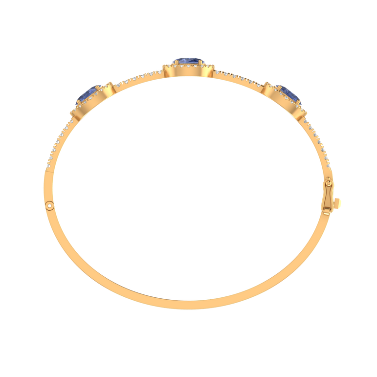 Tanzanite Bangal Bracelet | 86 Diamond pcs | 0.97ctw Natural Diamond | 14k Gold