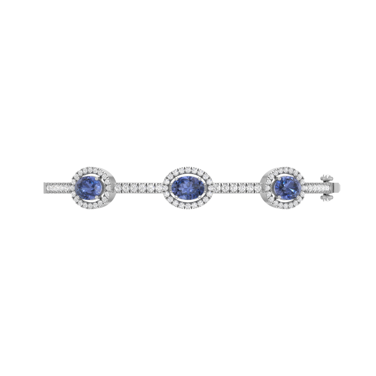 Tanzanite Bangal Bracelet | 86 Diamond pcs | 0.97ctw Natural Diamond | 14k Gold