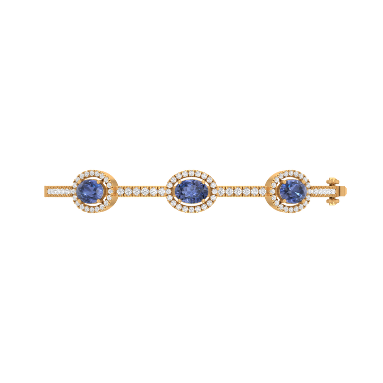 Tanzanite Bangal Bracelet | 86 Diamond pcs | 0.97ctw Natural Diamond | 14k Gold