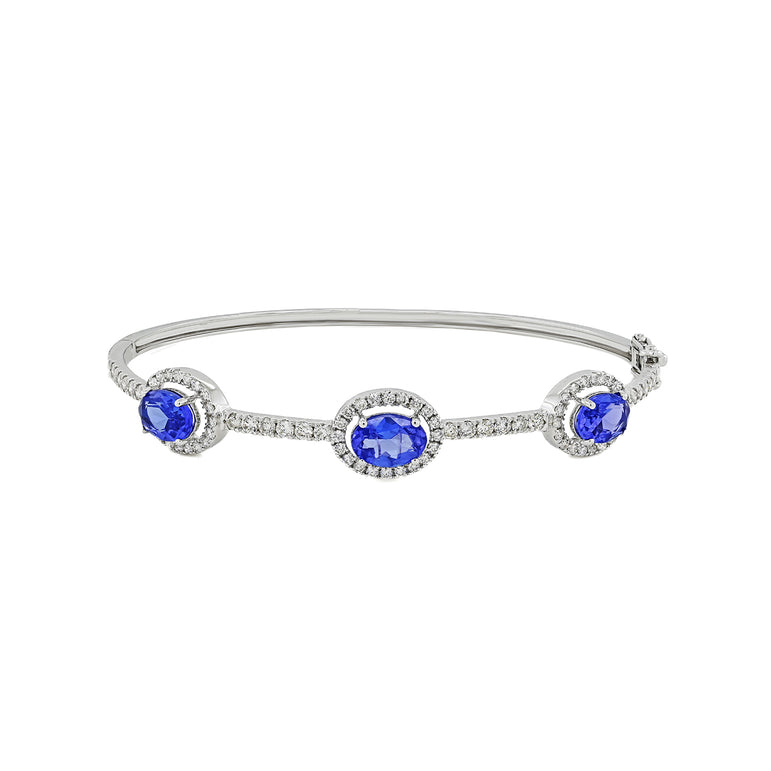 Tanzanite Bangal Bracelet | 86 Diamond pcs | 0.97ctw Natural Diamond | 14k Gold