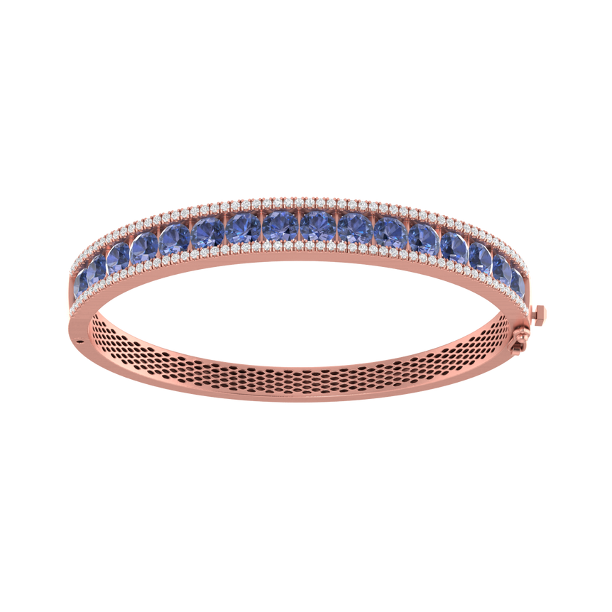 Tanzanite Bangal Bracelet | 114 Diamond pcs | 0.95ctw Natural Diamond | 14k Gold