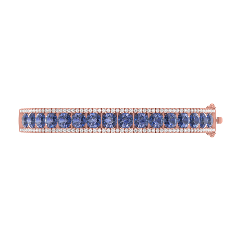 Tanzanite Bangal Bracelet | 114 Diamond pcs | 0.95ctw Natural Diamond | 14k Gold