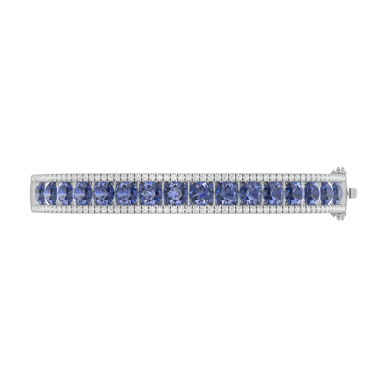 Tanzanite Bangal Bracelet | 114 Diamond pcs | 0.95ctw Natural Diamond | 14k Gold