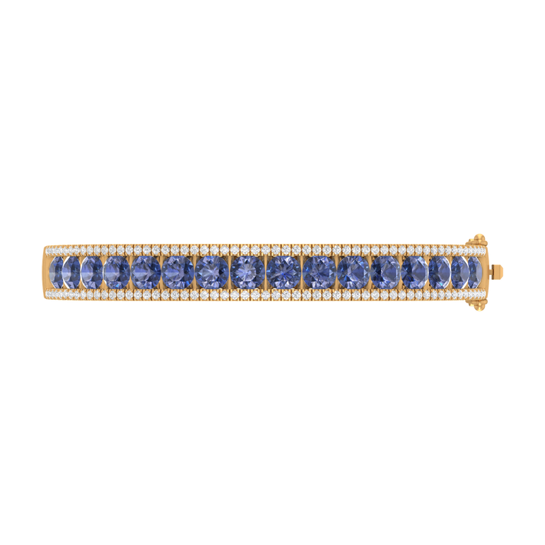 Tanzanite Bangal Bracelet | 114 Diamond pcs | 0.95ctw Natural Diamond | 14k Gold