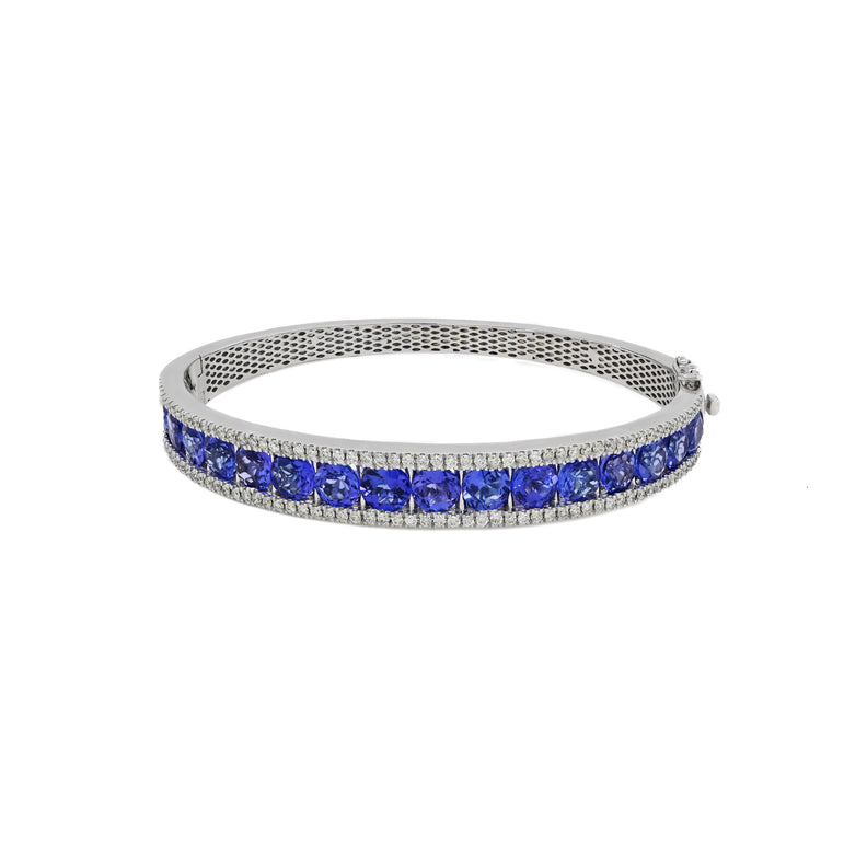 Tanzanite Bangal Bracelet | 114 Diamond pcs | 0.95ctw Natural Diamond | 14k Gold