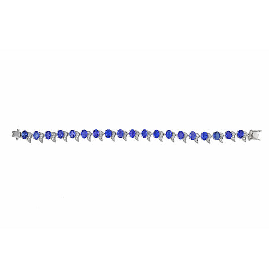 Tanzanite Oval Tennis Bracelet | 95 Diamond pcs | 1.25ctw Natural Diamond | 14k Gold
