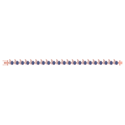 Tanzanite Oval Tennis Bracelet | 95 Diamond pcs | 1.25ctw Natural Diamond | 14k Gold