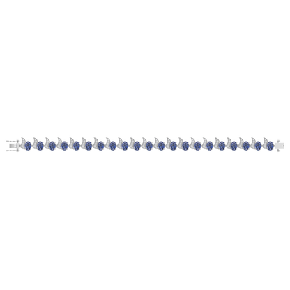 Tanzanite Oval Tennis Bracelet | 95 Diamond pcs | 1.25ctw Natural Diamond | 14k Gold