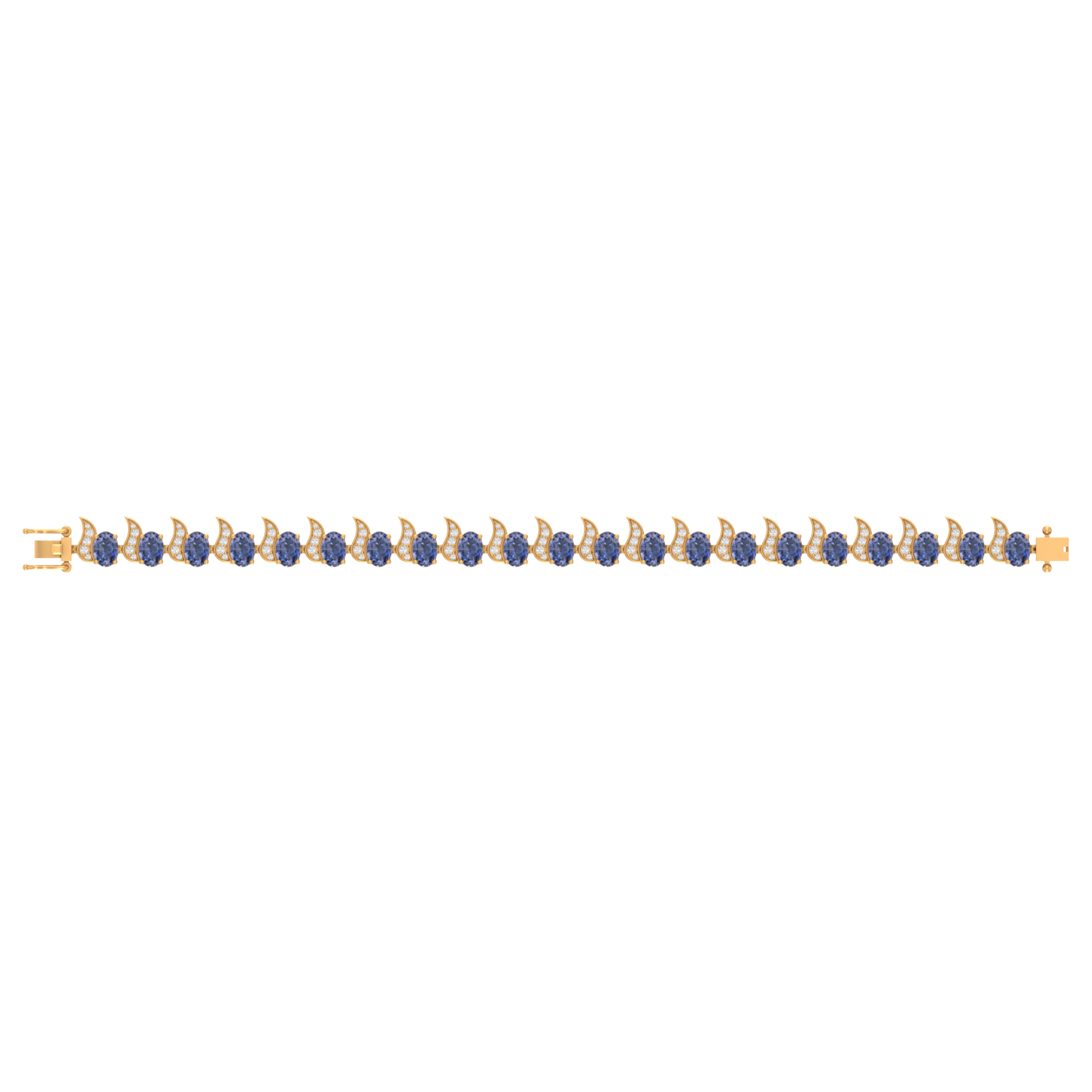 tanzanite oval tennis bracelet | 95 diamond pcs | 1.25ctw natural diamond | 14k gold