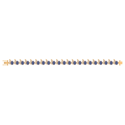Tanzanite Oval Tennis Bracelet | 95 Diamond pcs | 1.25ctw Natural Diamond | 14k Gold