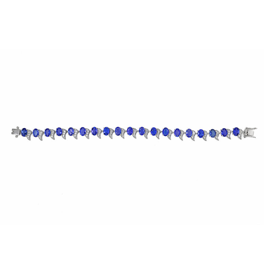 Tanzanite Oval Tennis Bracelet | 95 Diamond pcs | 1.25ctw Natural Diamond | 14k Gold