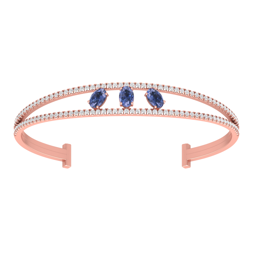 Tanzanite Bracelet | 114 Diamond pcs | 1.34 Natural Diamond | 14k Gold