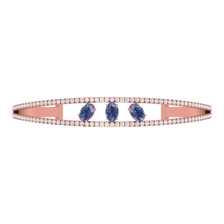 Tanzanite Bracelet | 114 Diamond pcs | 1.34 Natural Diamond | 14k Gold