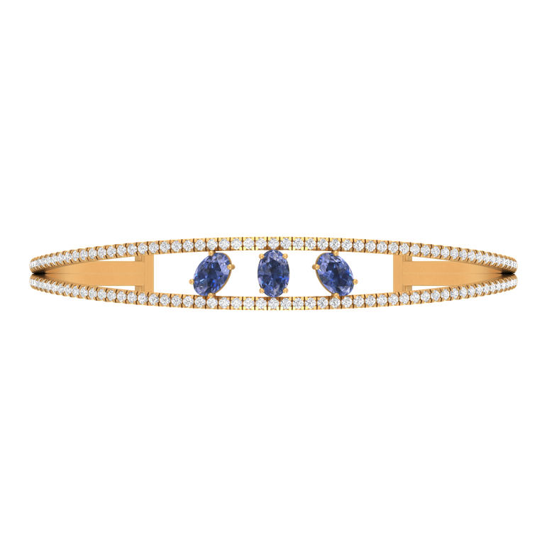 Tanzanite Bracelet | 114 Diamond pcs | 1.34 Natural Diamond | 14k Gold