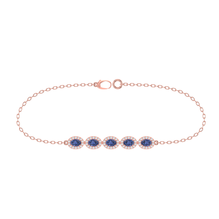 Tanzanite Bracelet | 70 Diamond pcs | 0.66ctw Natural Diamond | 14k Gold