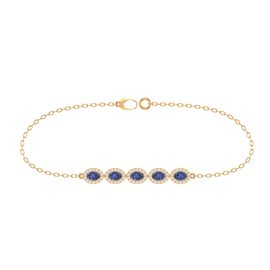 Tanzanite Bracelet | 70 Diamond pcs | 0.66ctw Natural Diamond | 14k Gold