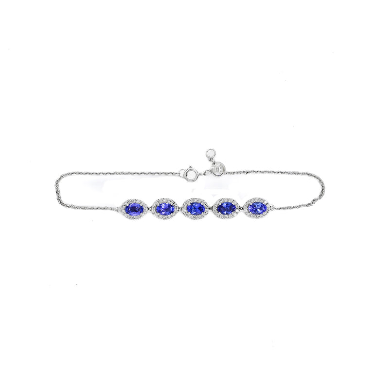 Tanzanite Bracelet | 70 Diamond pcs | 0.66ctw Natural Diamond | 14k Gold