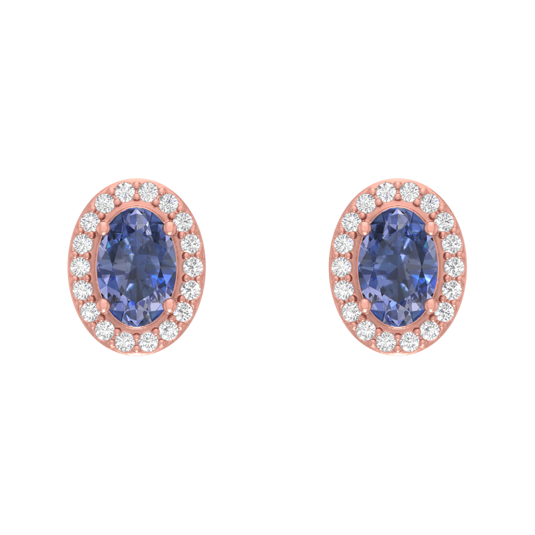 Tanzanite Studs | 36 Diamond pcs | 0.16ctw Natural Diamond | 14k Gold