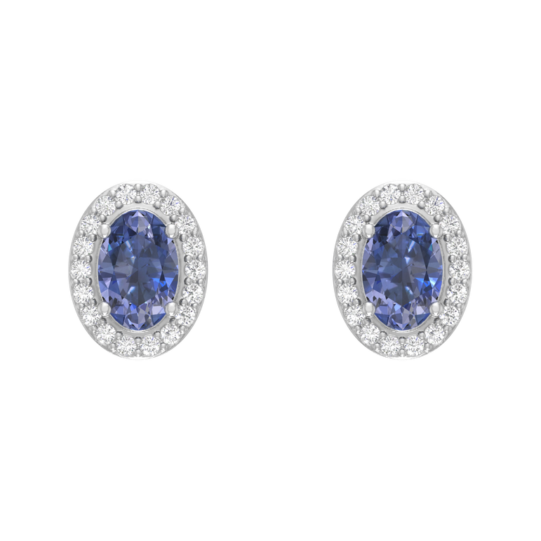 Tanzanite Studs | 36 Diamond pcs | 0.16ctw Natural Diamond | 14k Gold