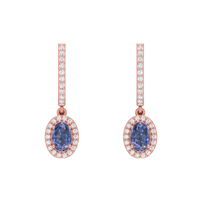 Tanzanite Hoops | 58 Diamond pcs | 0.33ctw Natural Diamond | 14k Gold