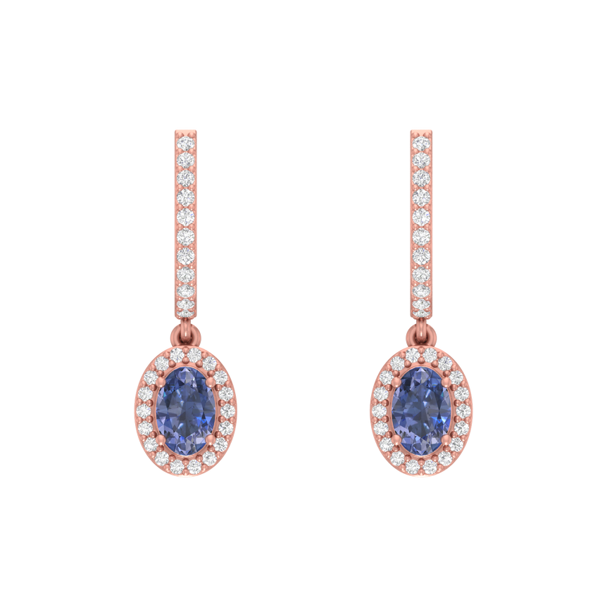 Tanzanite Hoops | 58 Diamond pcs | 0.33ctw Natural Diamond | 14k Gold