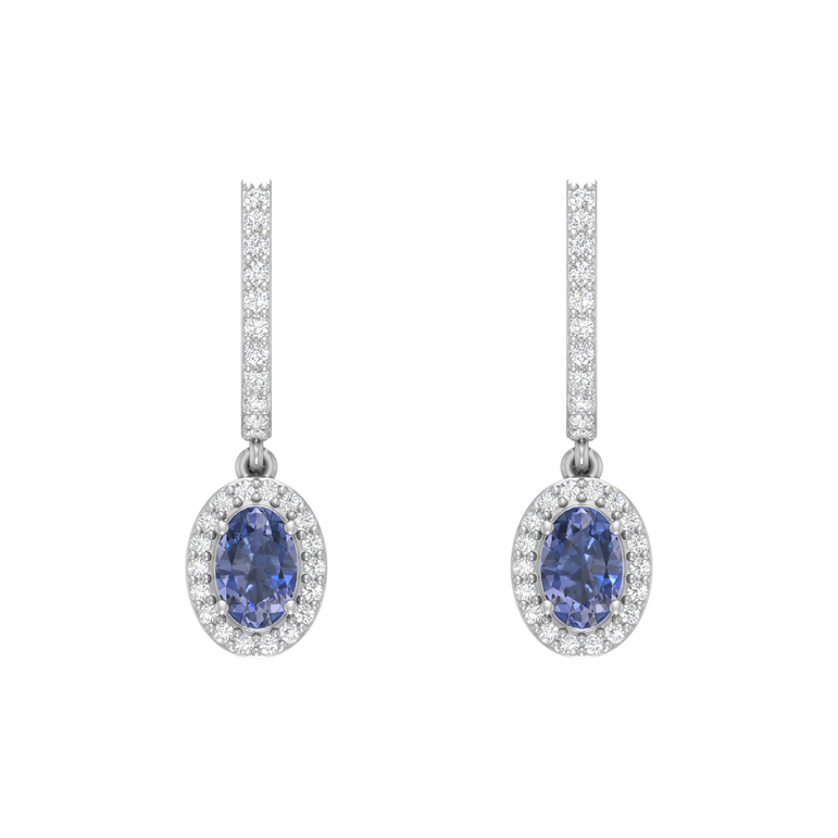 Tanzanite Hoops | 58 Diamond pcs | 0.33ctw Natural Diamond | 14k Gold