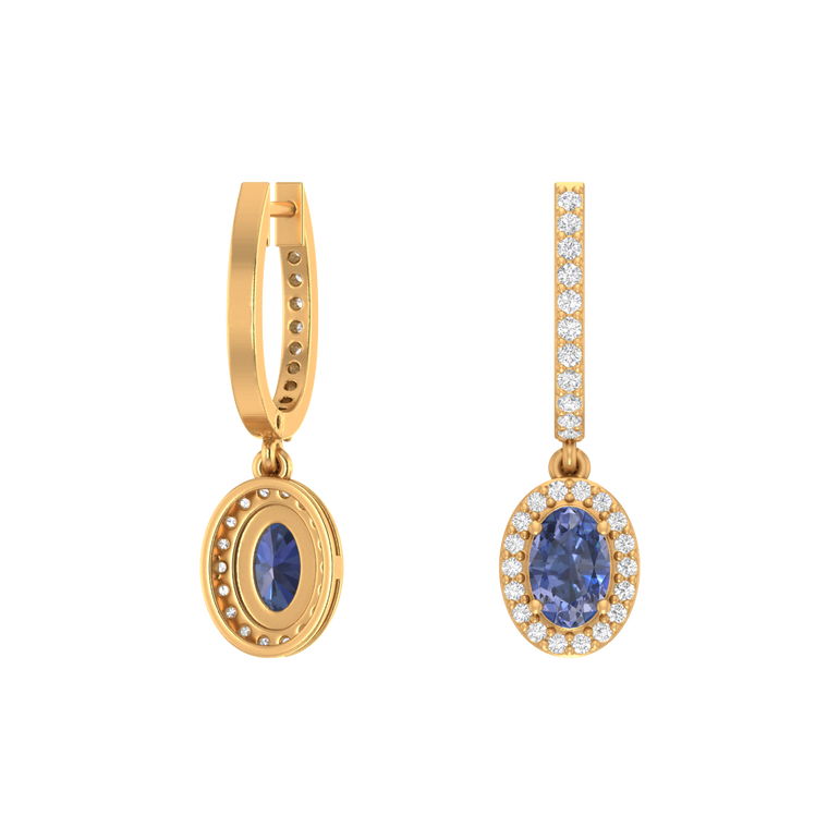 Tanzanite Hoops | 58 Diamond pcs | 0.33ctw Natural Diamond | 14k Gold