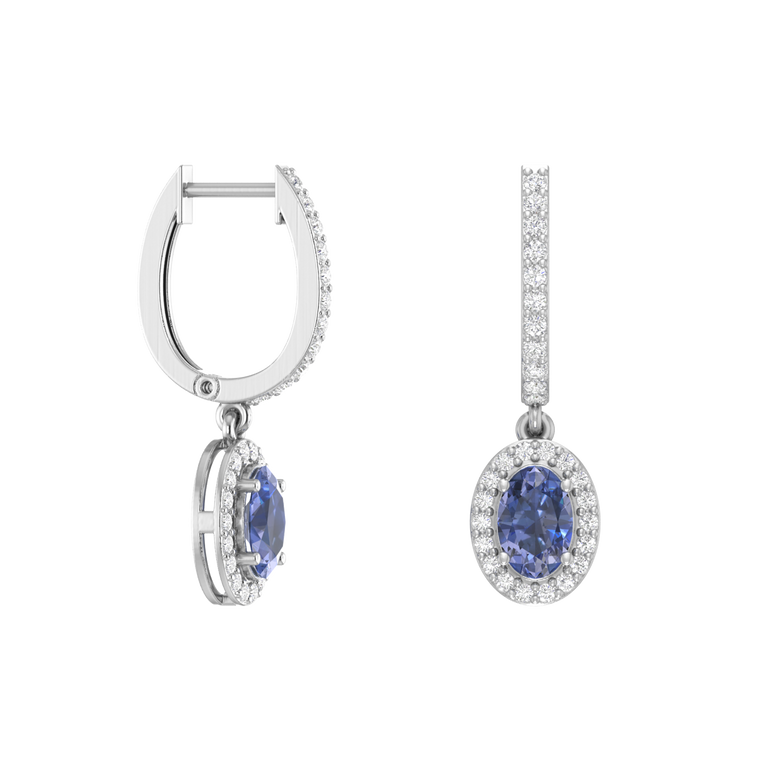 Tanzanite Hoops | 58 Diamond pcs | 0.33ctw Natural Diamond | 14k Gold