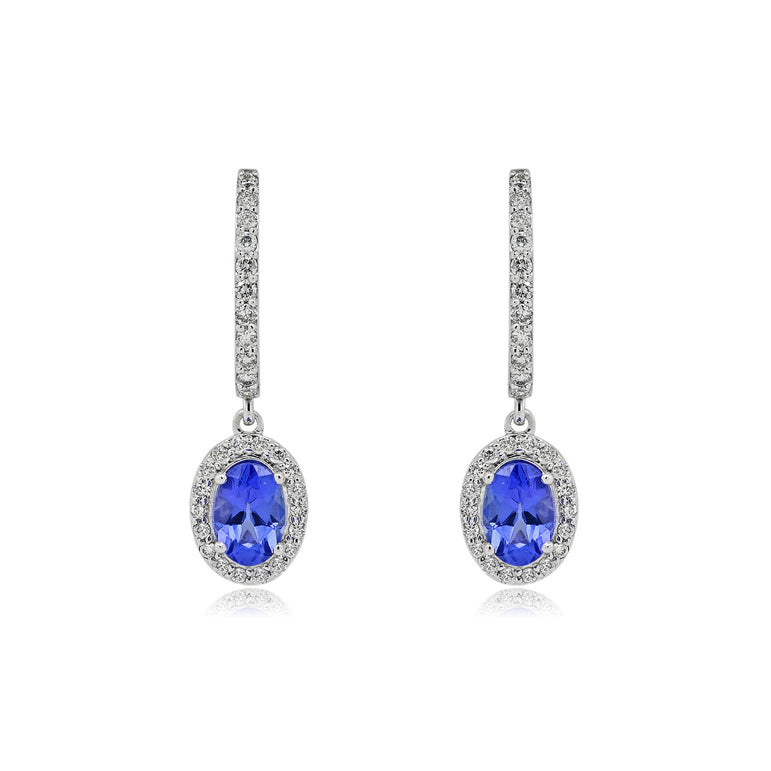 Tanzanite Hoops | 58 Diamond pcs | 0.33ctw Natural Diamond | 14k Gold