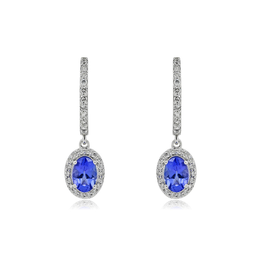 Tanzanite Hoops | 58 Diamond pcs | 0.33ctw Natural Diamond | 14k Gold