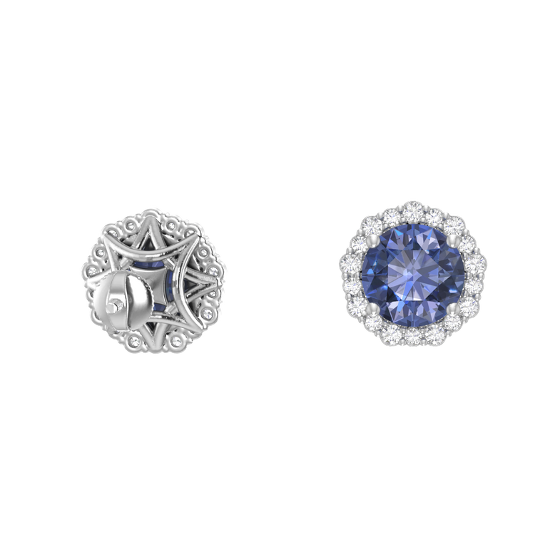 Tanzanite Studs | 36 Diamond pcs | 0.22ctw Natural Diamond | 14k Gold