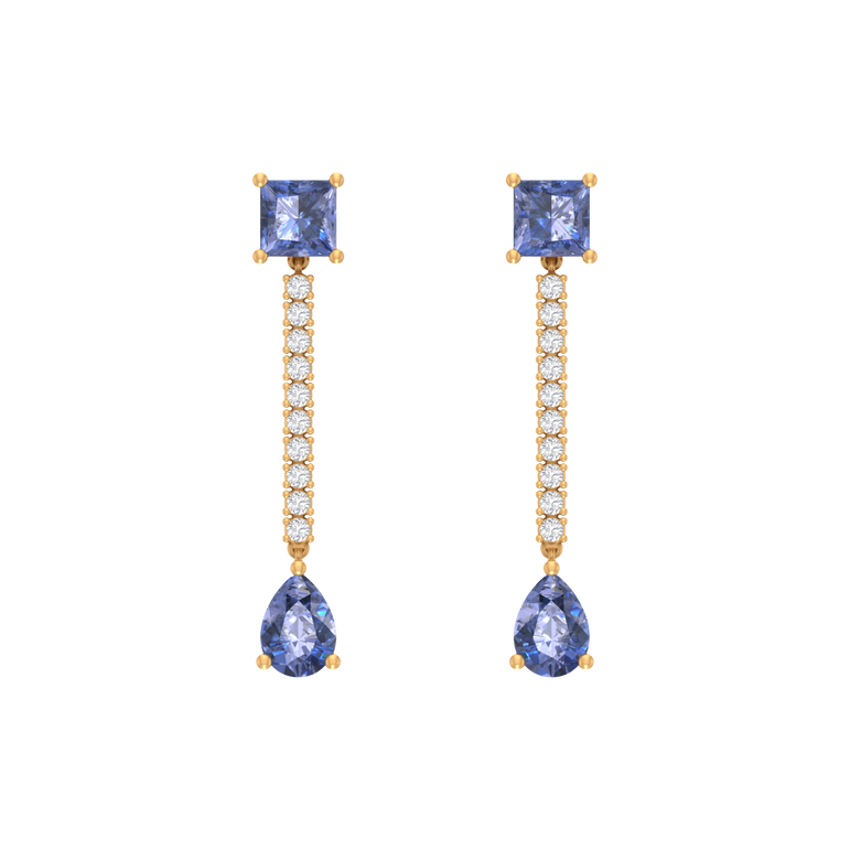 Tanzanite Earrings | 20 Diamond pcs | 0.34ctw Natural Diamond 14k Gold