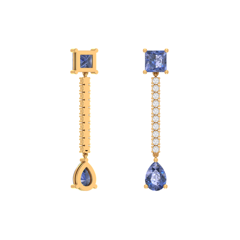 Tanzanite Earrings | 20 Diamond pcs | 0.34ctw Natural Diamond 14k Gold