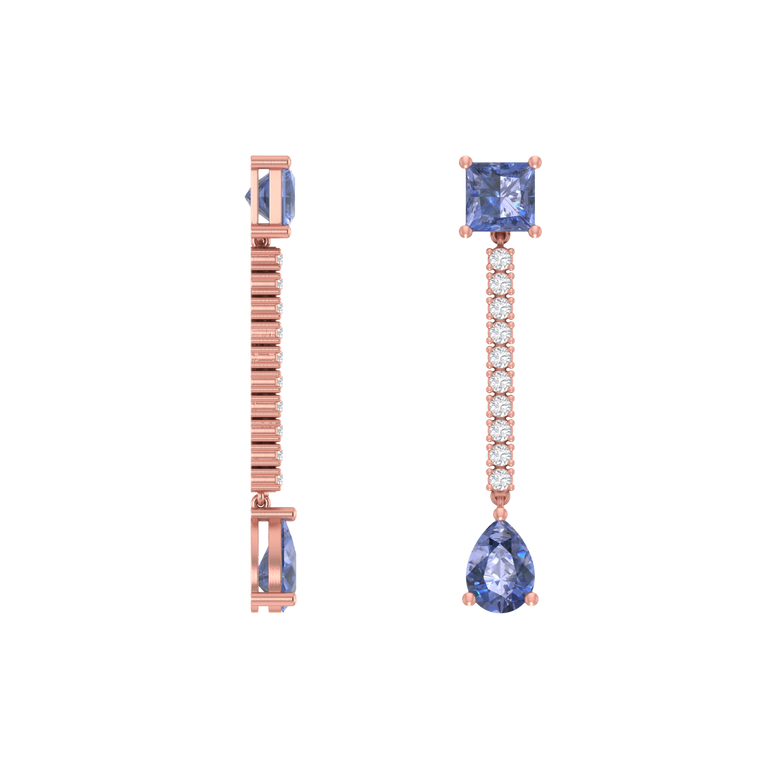 Tanzanite Earrings | 20 Diamond pcs | 0.34ctw Natural Diamond 14k Gold