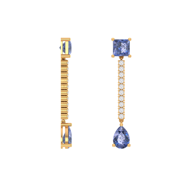 Tanzanite Earrings | 20 Diamond pcs | 0.34ctw Natural Diamond 14k Gold