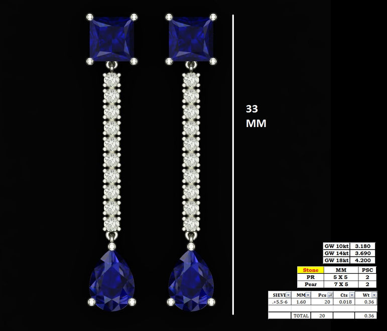 Tanzanite Earrings | 20 Diamond pcs | 0.34ctw Natural Diamond 14k Gold