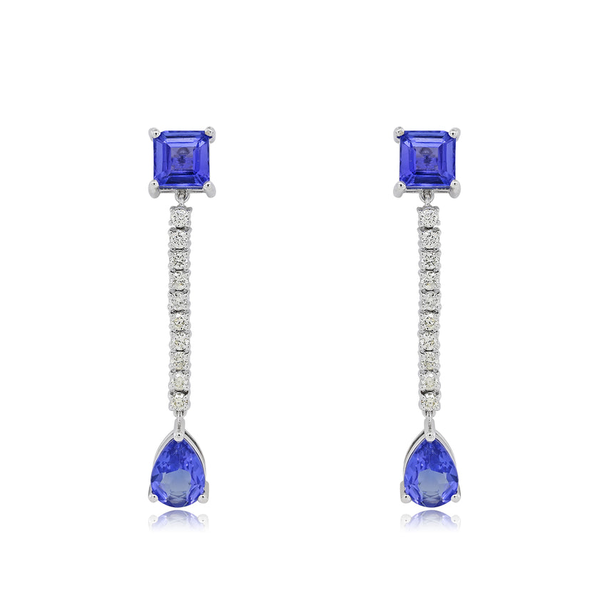 Tanzanite Earrings | 20 Diamond pcs | 0.34ctw Natural Diamond 14k Gold