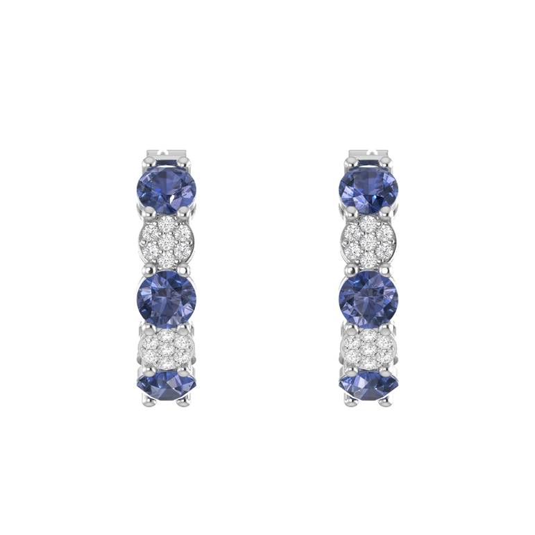 Tanzanite Hoops | 28 Diamond pcs | 0.33ctw Natural Diamond | 14k Gold